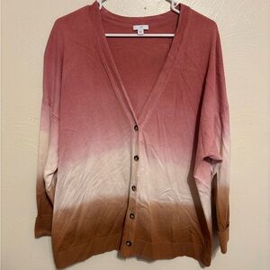 J.Jill Ombre Button Front Cardigan Size XL V-Neck Cotton Blend Sweater